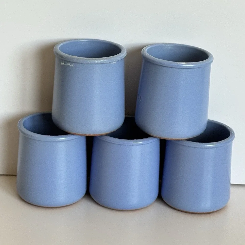 La‎ Fermière Periwinkle Stoneware Yogurt Pots Ramekins Set of 5 France